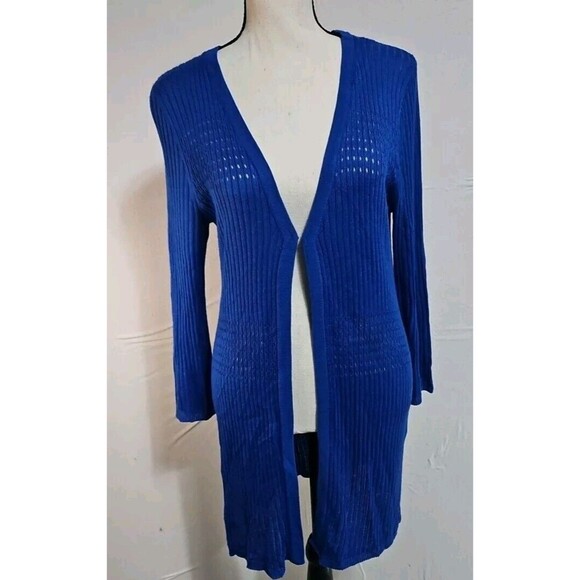 Cable & Gauge Sweaters - Cable & Gauge  Women's  Med, Royal Blue‎  Acrylic/rayon  Knit Duster, Open Knit